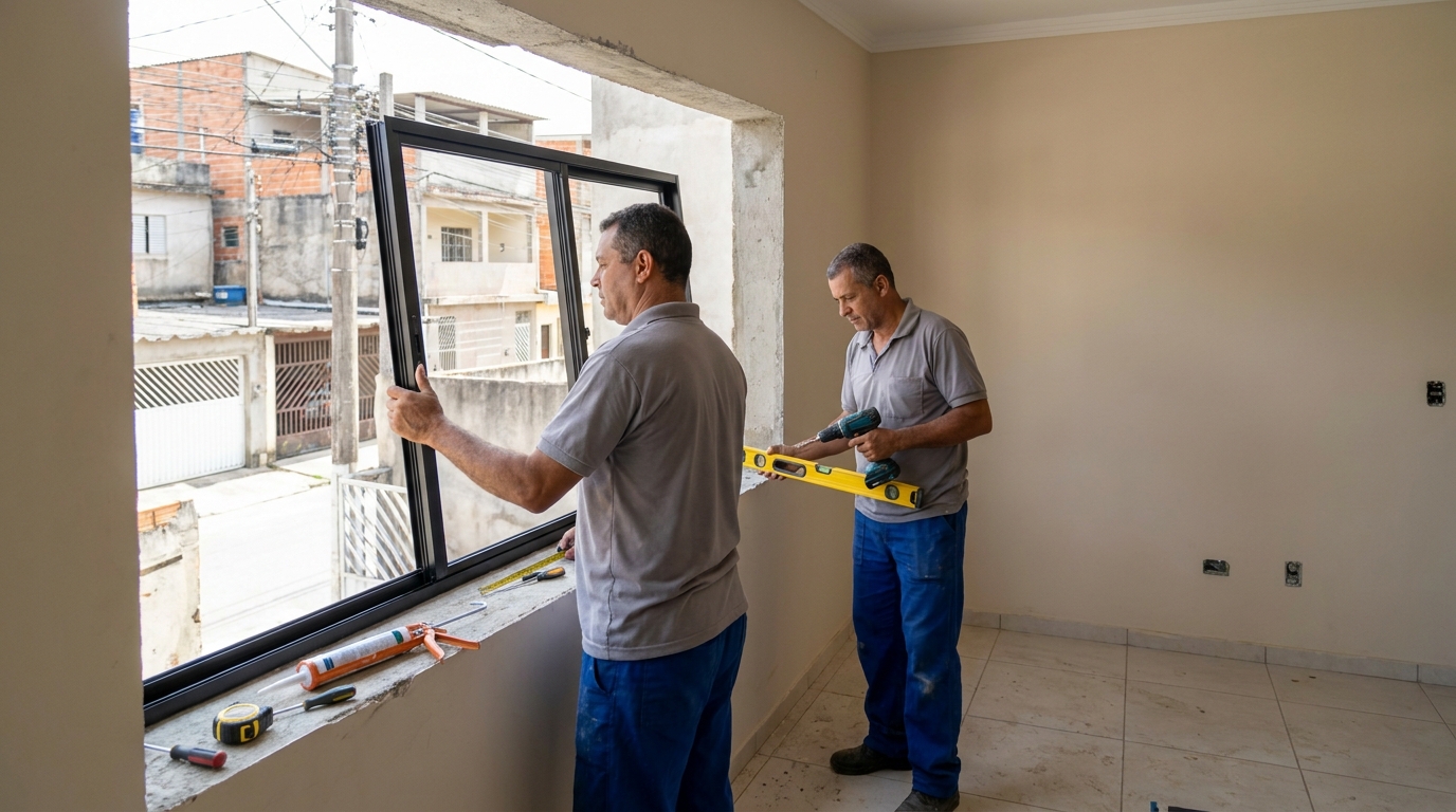 Esquadria de alumínio com vista para rua em Belo Horizonte-MG